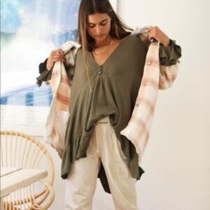 Free People Womens Oversized Olivia Henley Tunic Top Size XS Witchy Whimsigoth